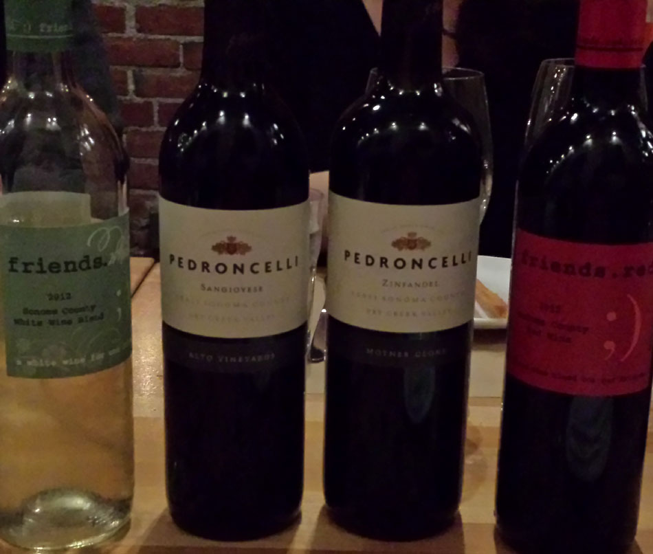A Variety of Pedroncelli Wines Tasted at the Winemaker Dinner