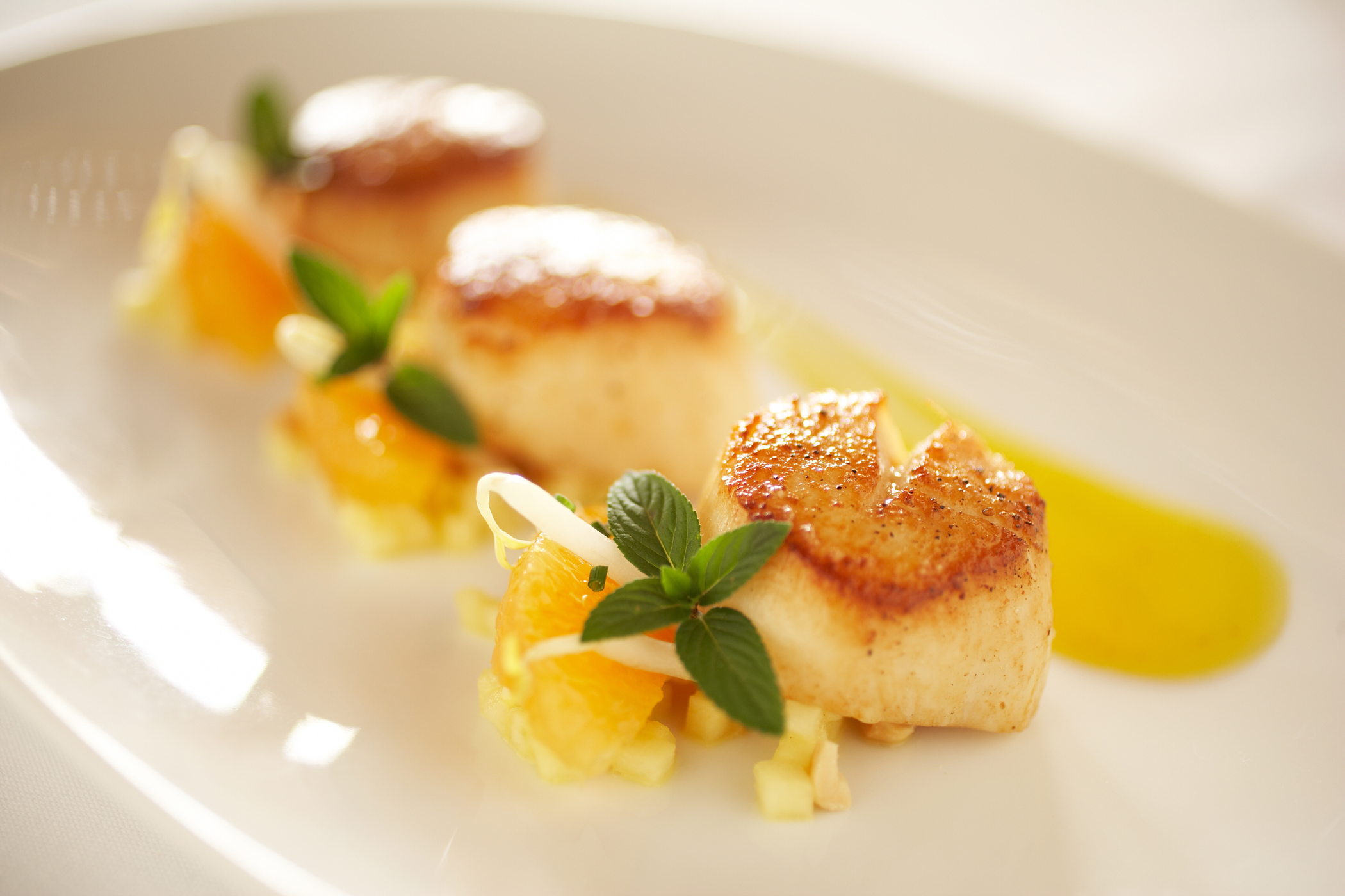 Perfectly Cooked Scallops at Auberge du Soleil Restaurant